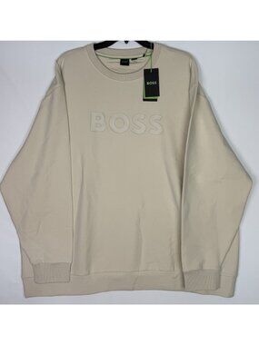 BOSS Hugo Boss Sweatshirt Salbo Crewneck Open White Mens Size 4XL Big & Tall NEW